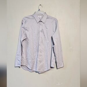 💙🧡Mens Calvin Klein Dress Shirt Light Gray Slim Fit Size 18 (34/35)❤️💙